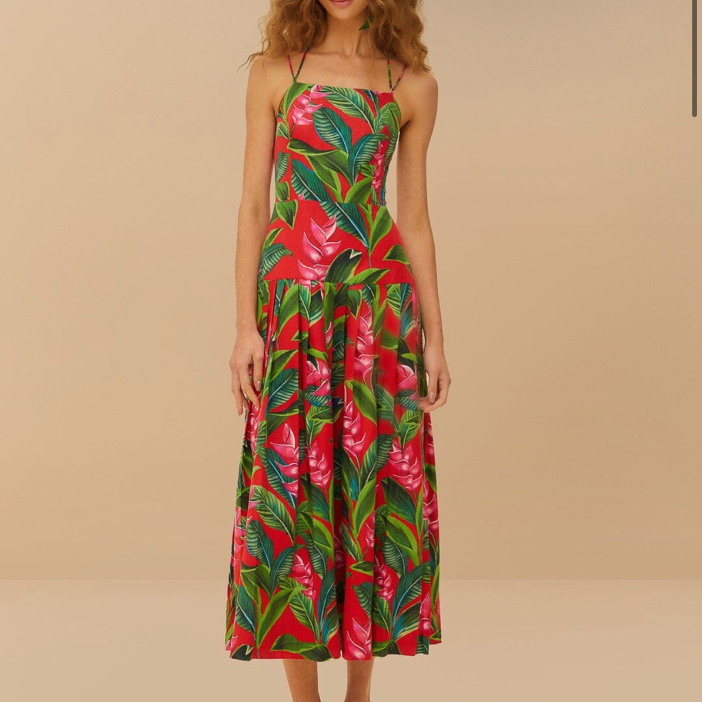 Red Dream Garden Lenzing Ecovero Euroflax Maxi Dress